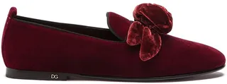 Rose-Appliqué Velvet-Effect Slippers