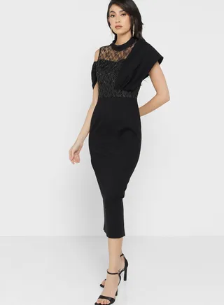 Embellished Lace Shift Dress