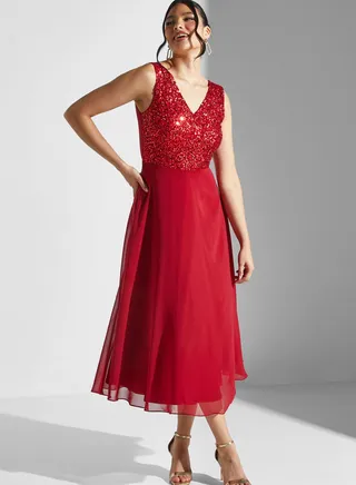 Embellished Tiered Dress