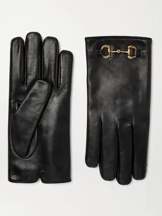 Horsebit Cashmere-Lined Leather Gloves
