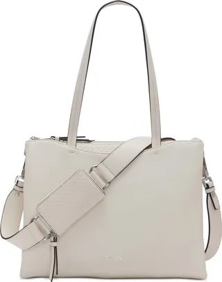 Chrome Embossed Signature Top Zipper Convertible Tote