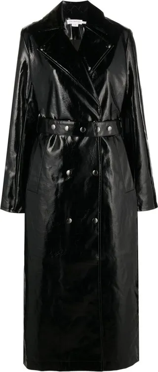Faux Leather Trench Coat