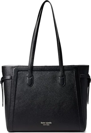 Kate Spade New York Knott Pebbled Leather Large Tote (Black) Tote Handbags