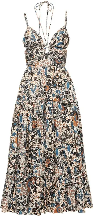 Phoebe printed cotton midi dress