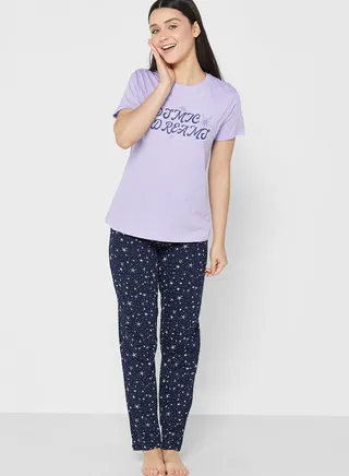 Graphic Printed Pyjama Set