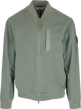 Stone Island Logo Patch Zip-Up Bomber Jacket
