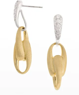 Lucia 18k Gold White Diamond Link-Drop Earrings