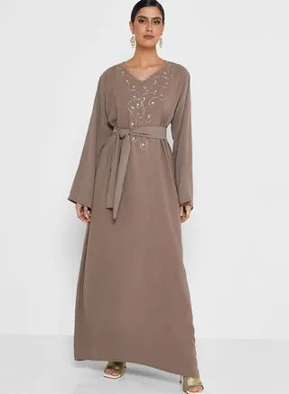 Embellished Belted Jalabiya