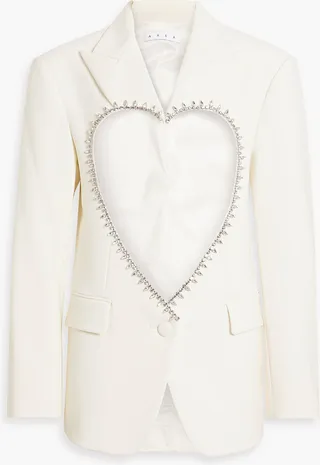 Cutout crystal-embellished wool-blend blazer