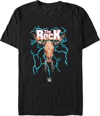 Men's WWE The Rock Electric Bull Logo T-Shirt - Black - Large