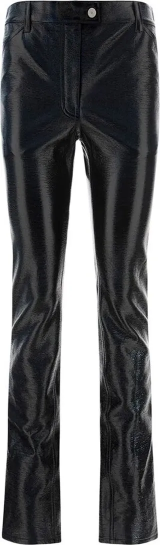 Courrèges Logo Embossed Faux-Leather Slim Pants