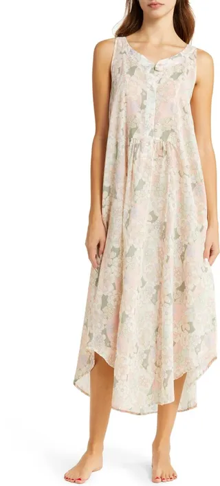 Phoebe Floral Print Cotton Voile Nightgown