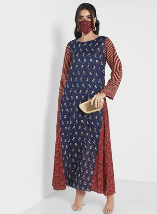 Side Slit Printed Jalabiya