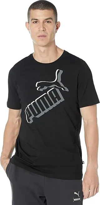 PUMA Essentials+ Big Logo Tee (Puma Black) Men's Clothing