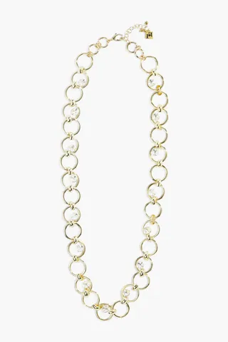 Gold-tone crystal necklace