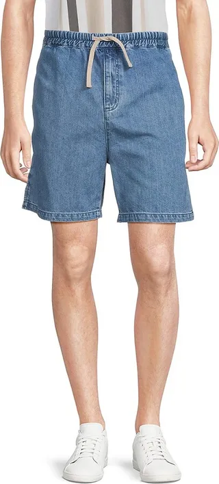 Silk Blend Drawstring Denim Shorts