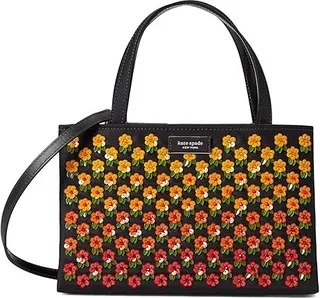 Kate Spade New York Sam Icon Floral Embellished Nylon Small Tote (Black Multi) Tote Handbags