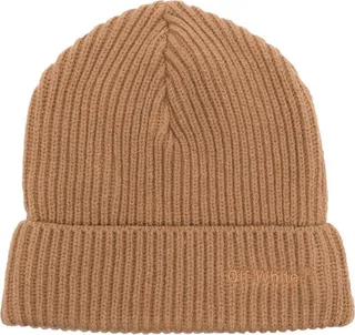 Embroidered-Logo Ribbed Wool Beanie