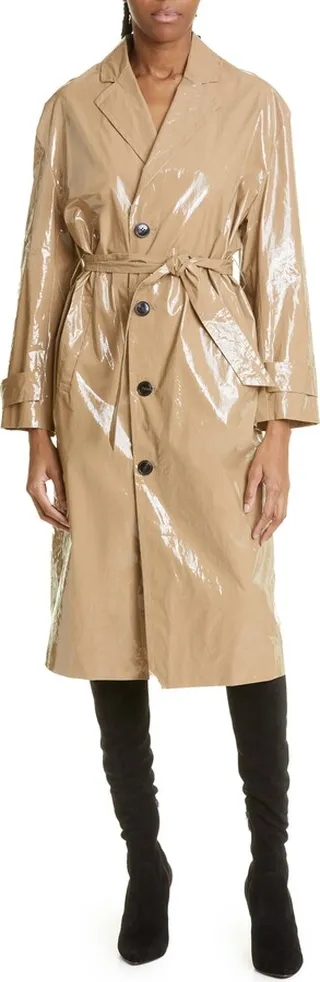 Cal Faux Leather Trench Coat