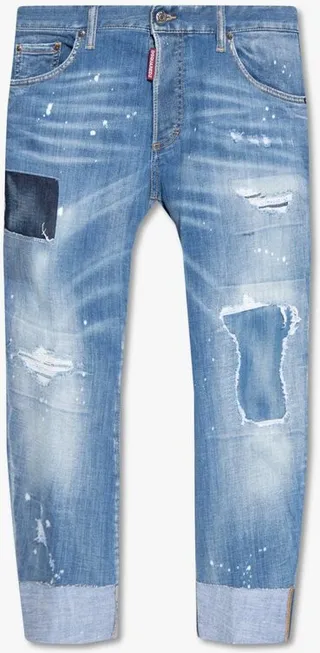 Dsquared2 Distressed Mid-Rise Tapered Jeans