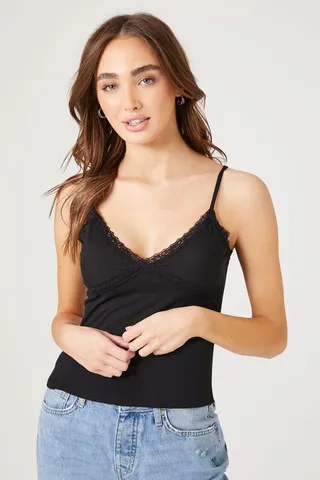 Lace-Trim V-Neck Cami
