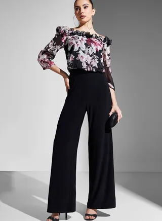 Bardot Ruffle Neck Floral Jumpsuit