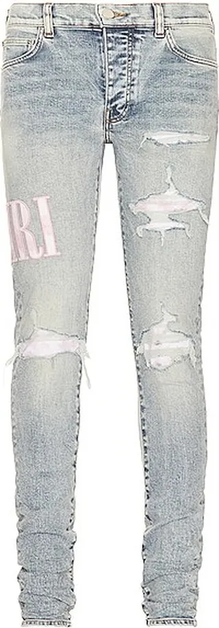 Amiri Tie Dye Core Logo Skinny Jean in Blue
