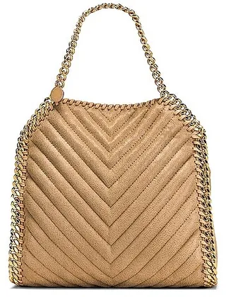 Stella McCartney Mini Chevron Falabella Tote Bag in Neutral