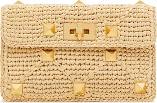 Roman Stud raffia mini bag