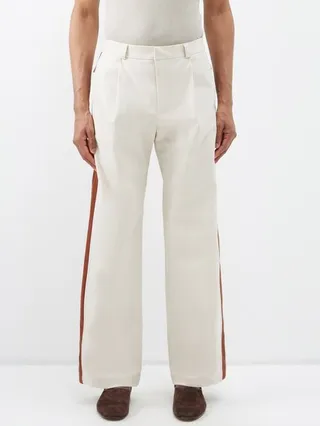 Jak Side-stripe Cotton-blend Wide-leg Trousers