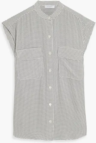 Polka-dot silk crepe de chine shirt