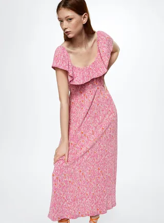 Floral Print Ruffle Detail Dress