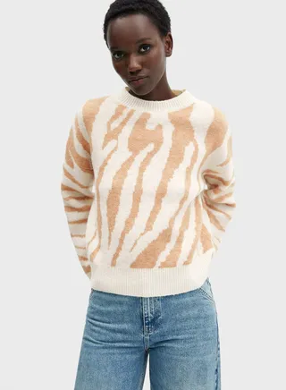 Crew Neck Printed Sweater