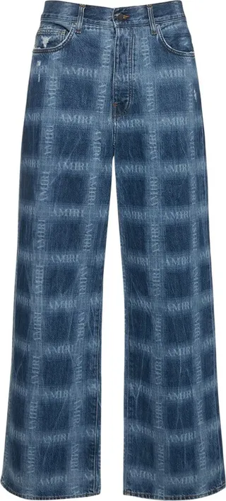 Amiri Shadow plaid baggy jeans