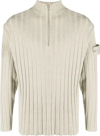 Ribbed-Knit Quarter-Zip Jumper