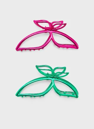 2 Pack Butterfly Metallic Hairclaw Clip