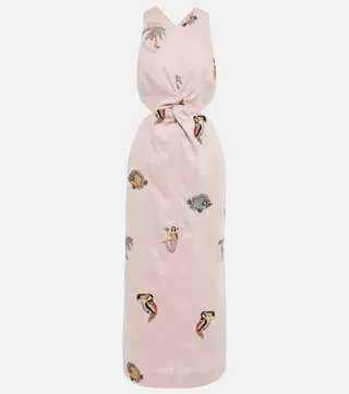 Vacay embroidered linen midi dress