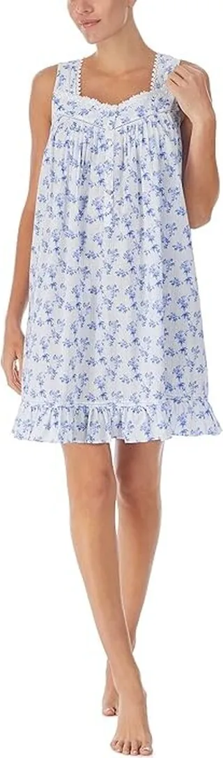 Eileen West Sleeveless Chemise (Floral Stripes) Women's Pajama