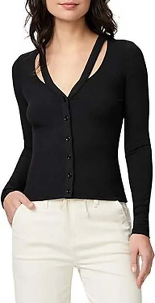 Paige Sycamore Cutout V Neck Cardigan