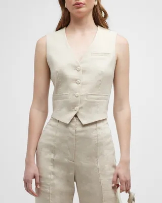 Bennett Linen Cropped Vest