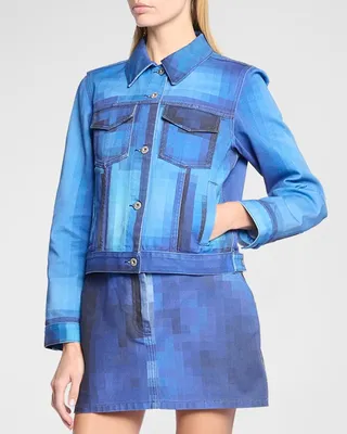 Pixelated Crop Button-Front Jacket