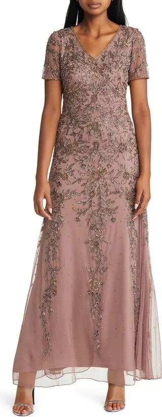 Beaded Chiffon Gown