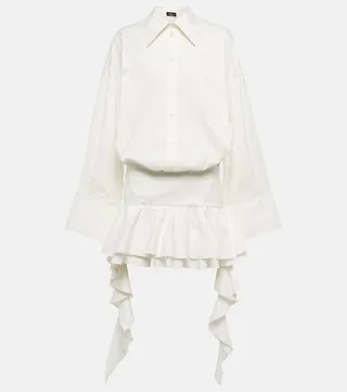Ruffle-trimmed cotton-blend minidress