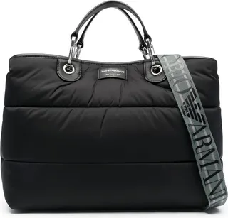 Padded Logo-Patch Tote Bag
