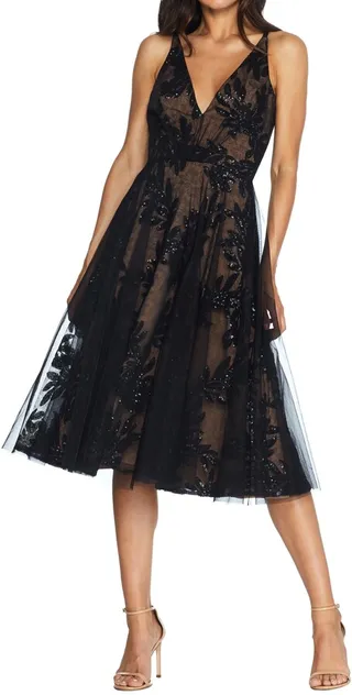Courtney Sequin Lace Cocktail Dress