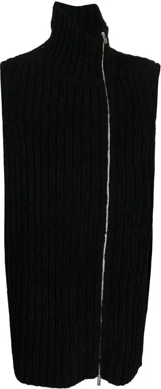 Off-Centre Zip Turtle-Neck Vest