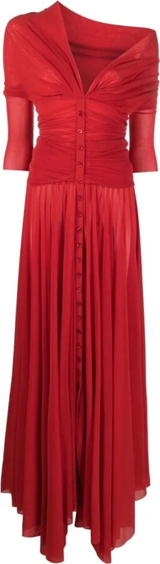 Draped Pleated Maxi Dress