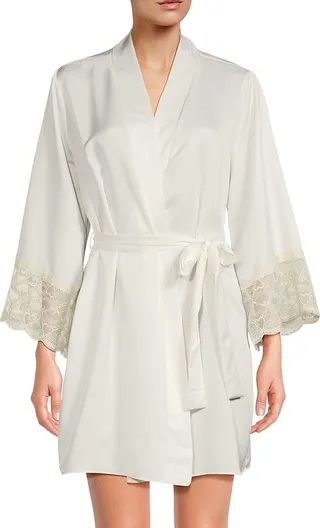 Kit Matte Lace Trim Satin Robe