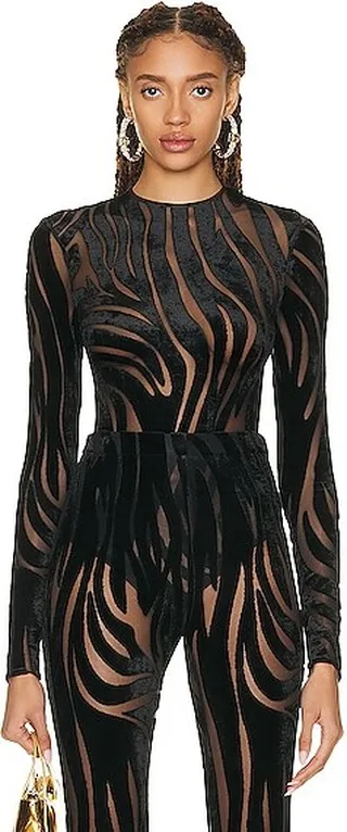 VERSACE Jacquard Bodysuit in Black