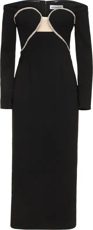 Embellished crepe midi dress